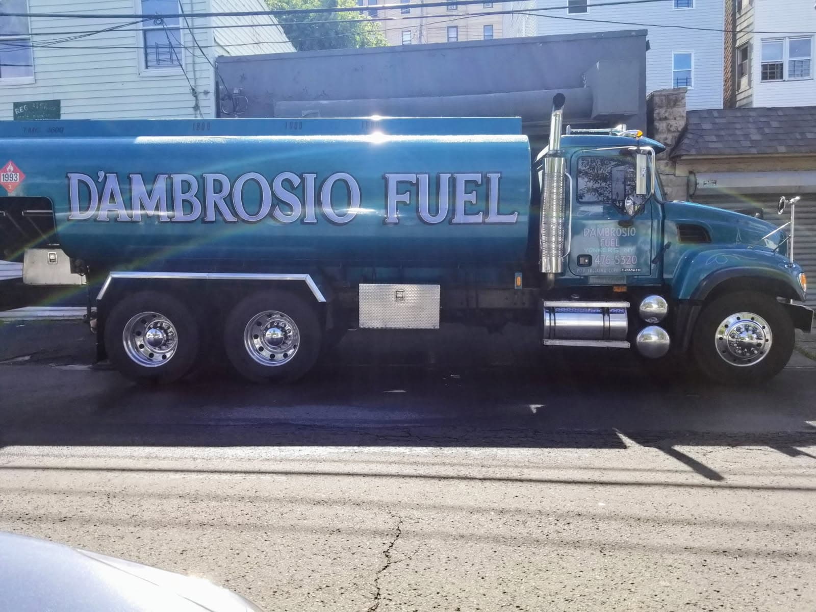 D'Ambrosio Fuel heating-oil tanker truck on a Yonkers street